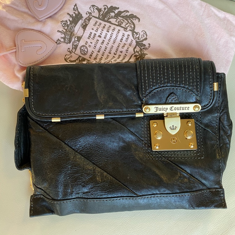 Juicy couture black leather clutch